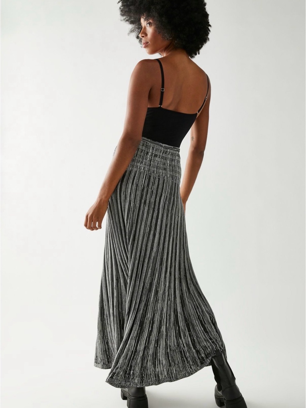 Free People Silvia Gray Sweater Strapless Pleated Midi Dress/Skirt Combo - Picture 3 of 11